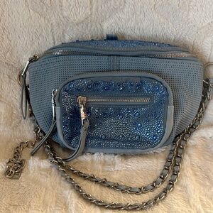 Steve Madden Blue Embellished belt Crossbody Bag